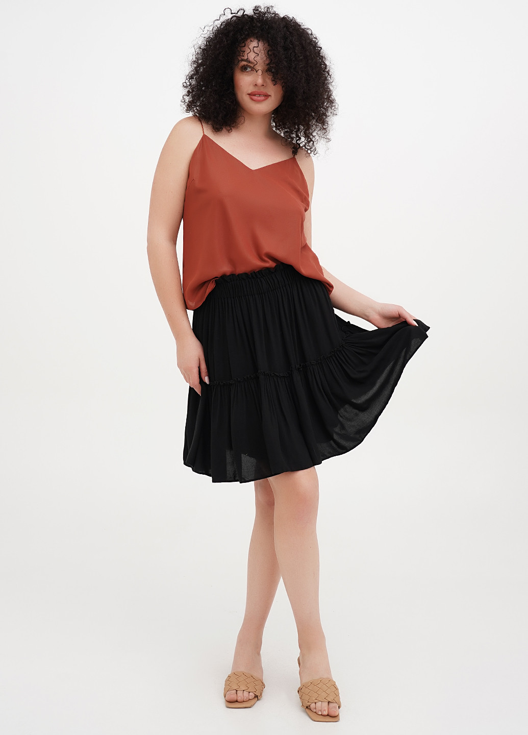 Черная кэжуал однотонная юбка Imperial клешированная