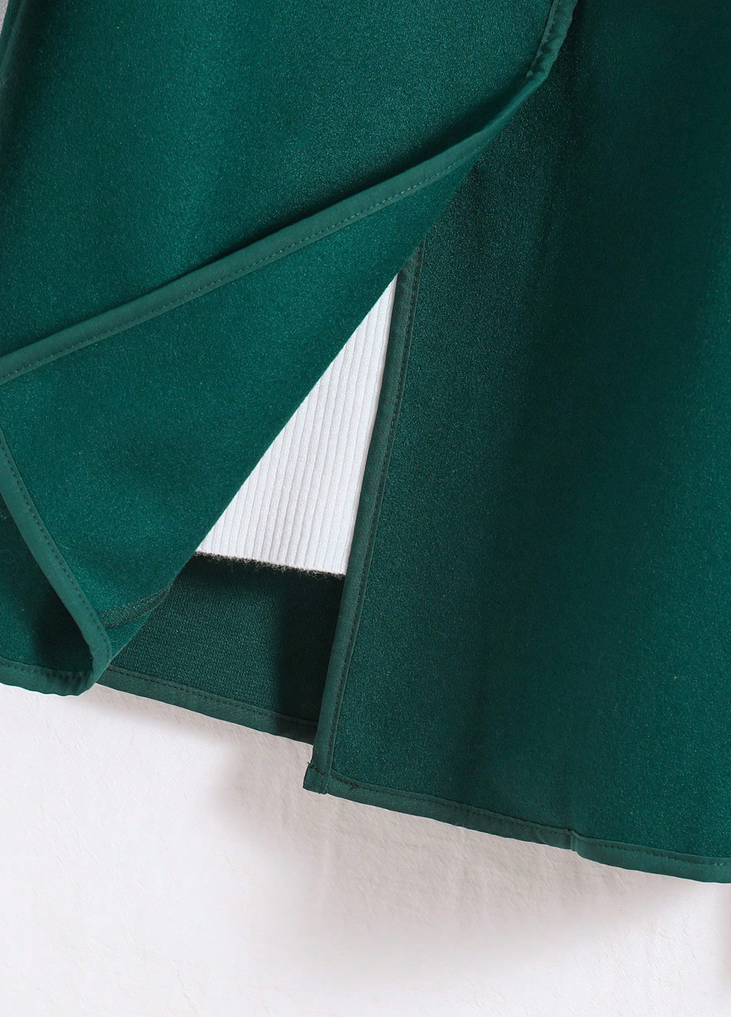 Темно-зеленое демисезонное Пальто двубортное SHEIN