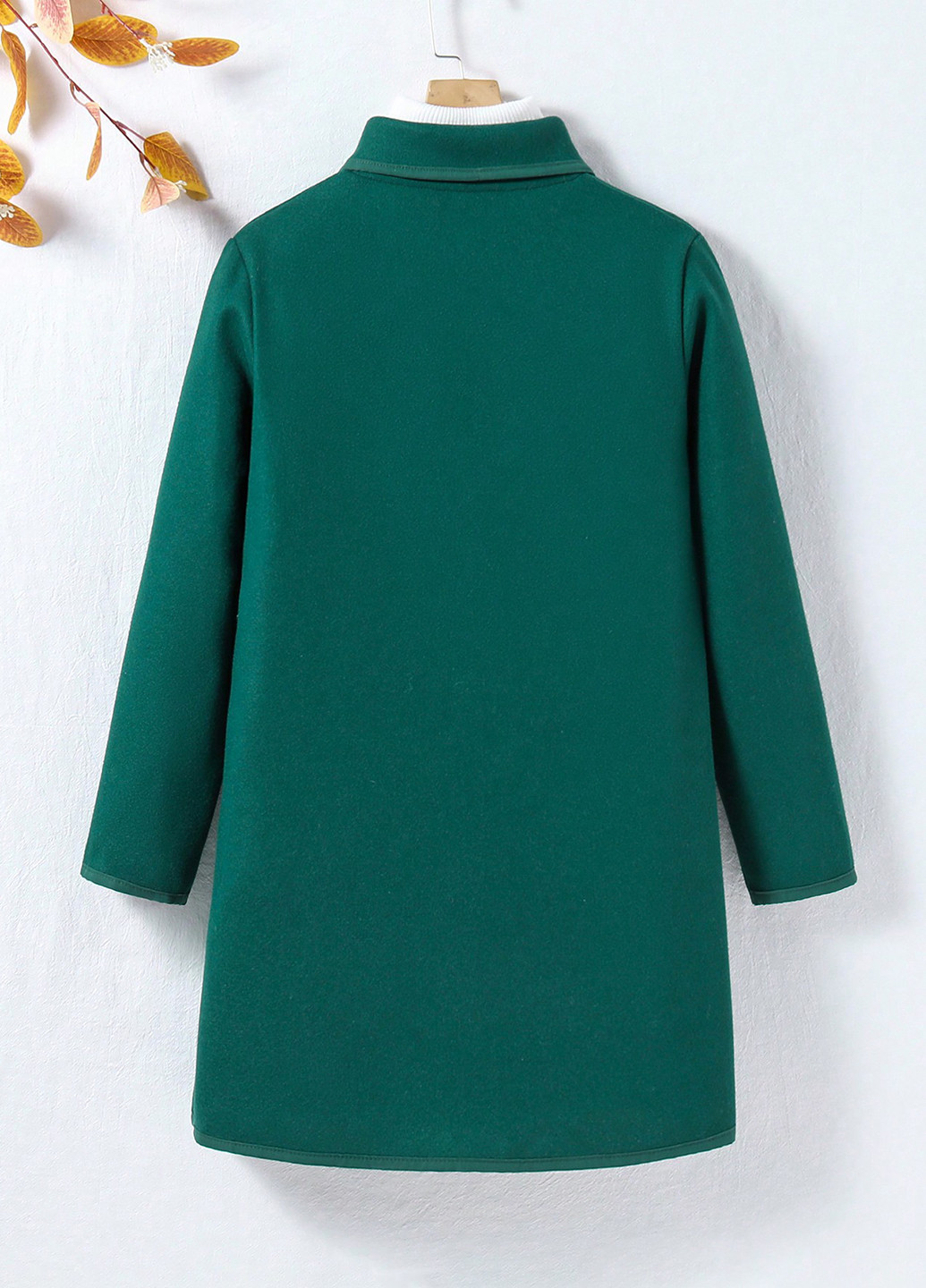 Темно-зеленое демисезонное Пальто двубортное SHEIN