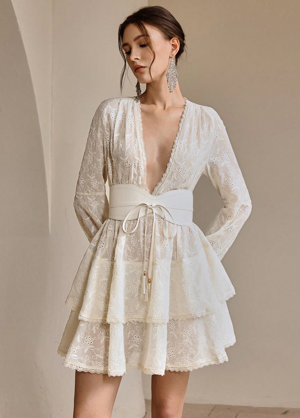 Кремова святковий сукня кльош SHEIN однотонна