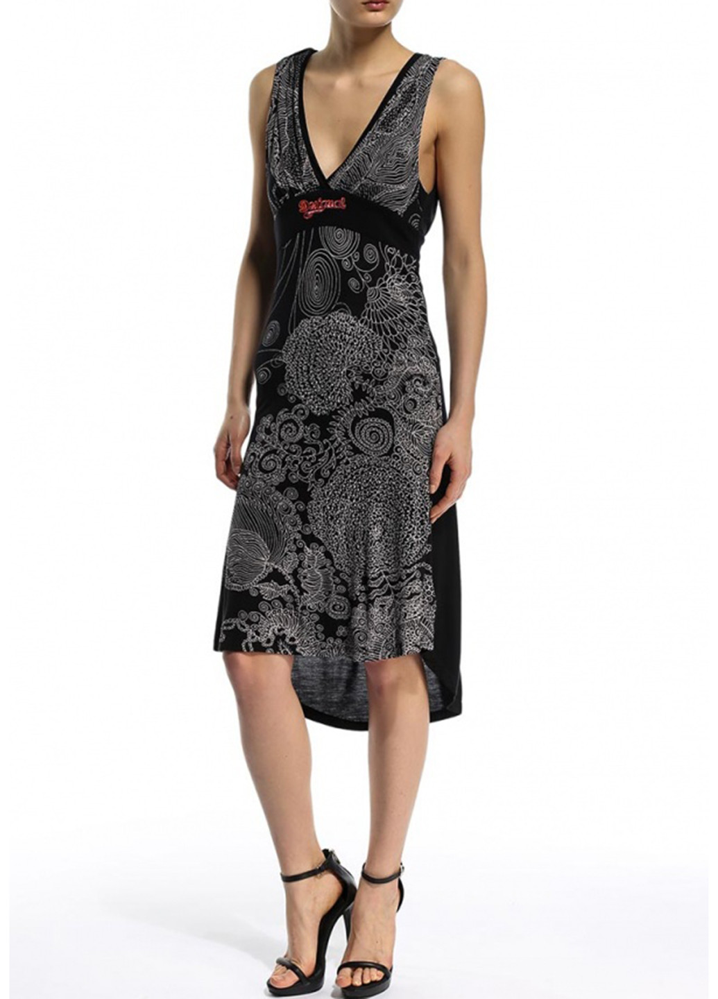 Черное кэжуал платье Desigual с абстрактным узором