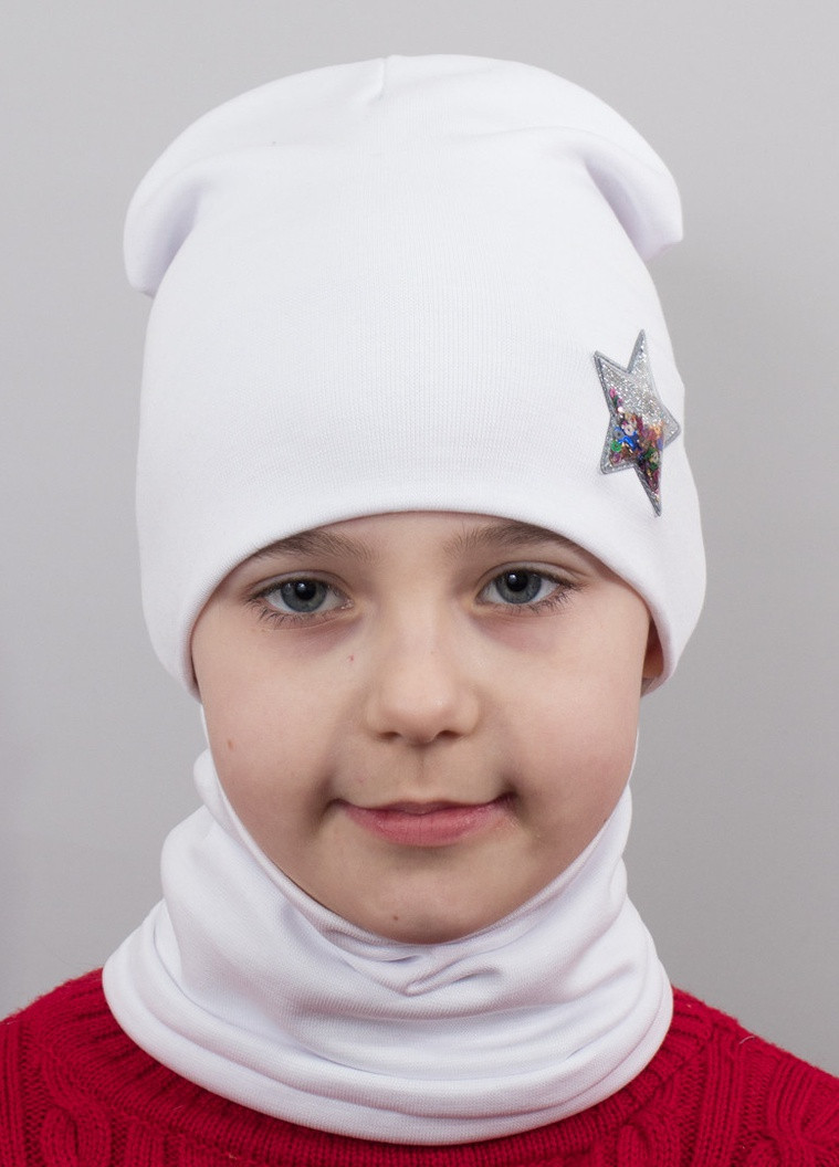 Дитяча шапка з хомутом КАНТА "Зірка" розмір 52-56 білий (OC-581) Канта (222439489)