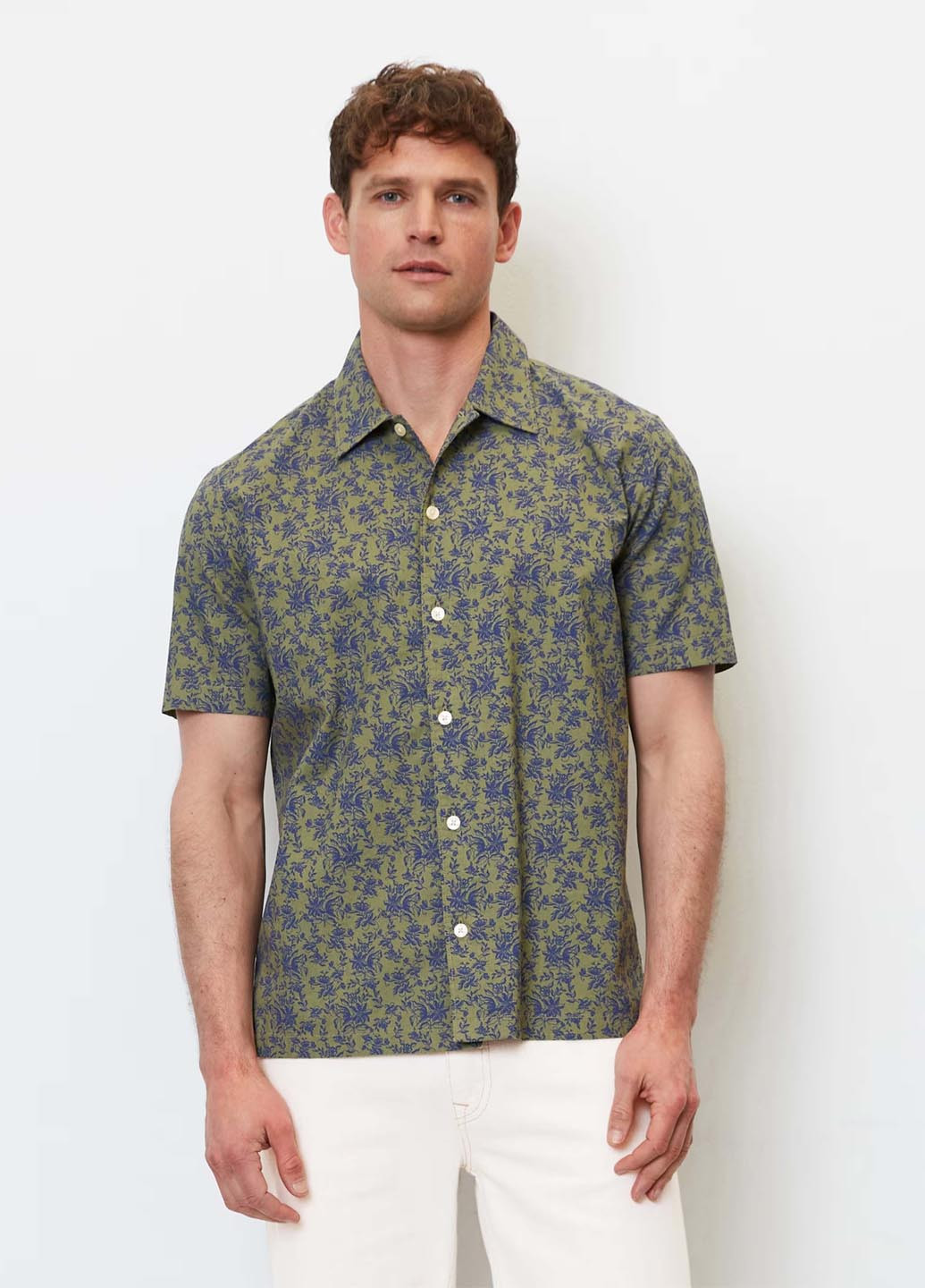 Оливковая кэжуал рубашка с цветами Marc O'Polo