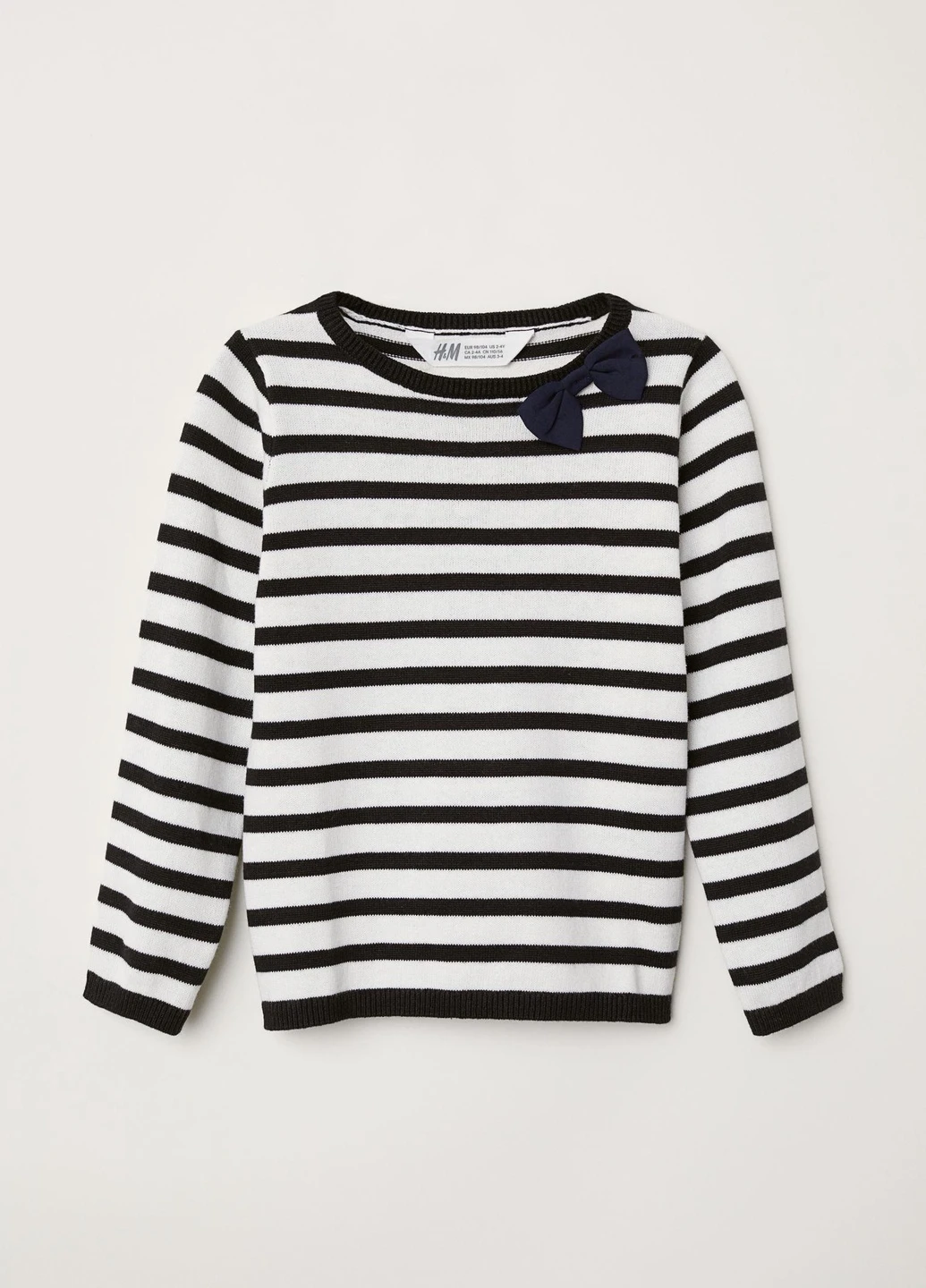Лонгслів,білий-чорний в смужку, H&M (254866693)