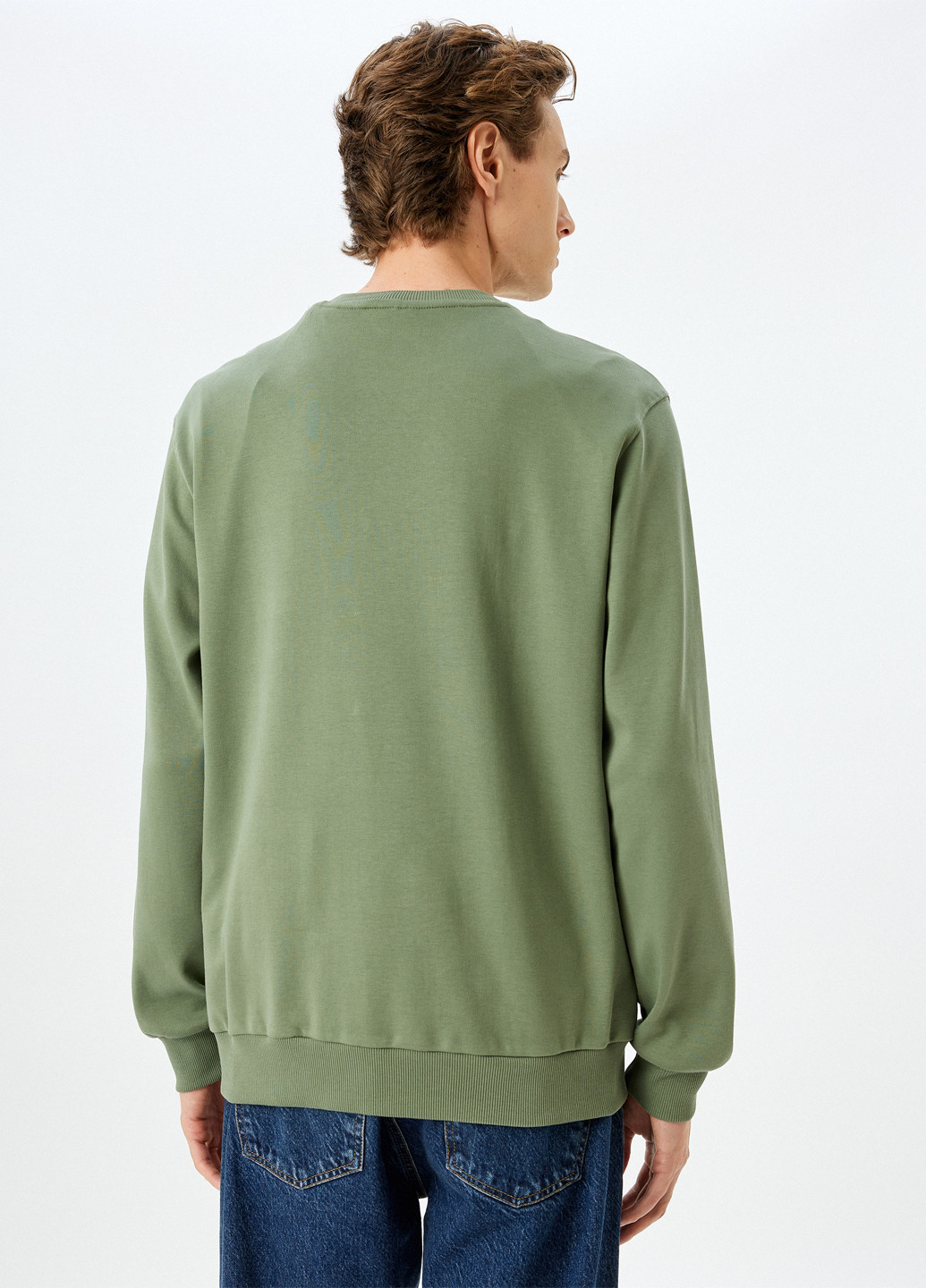 Хакі світшот KOTON однотонний вишивка (307491718)