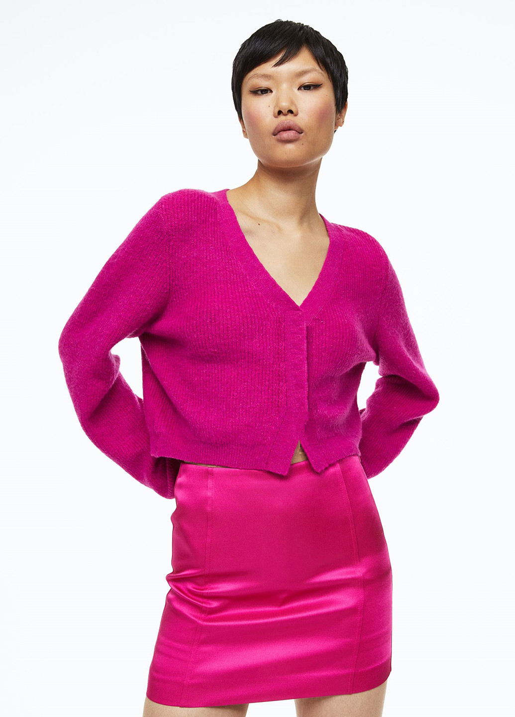 Фуксиновый демисезонный кардиган H&M