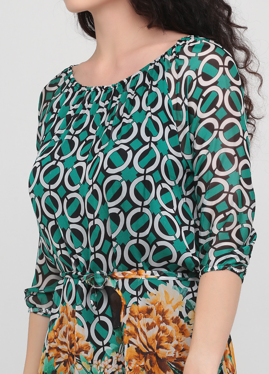 Зеленое кэжуал платье Sarah Chole с геометрическим узором