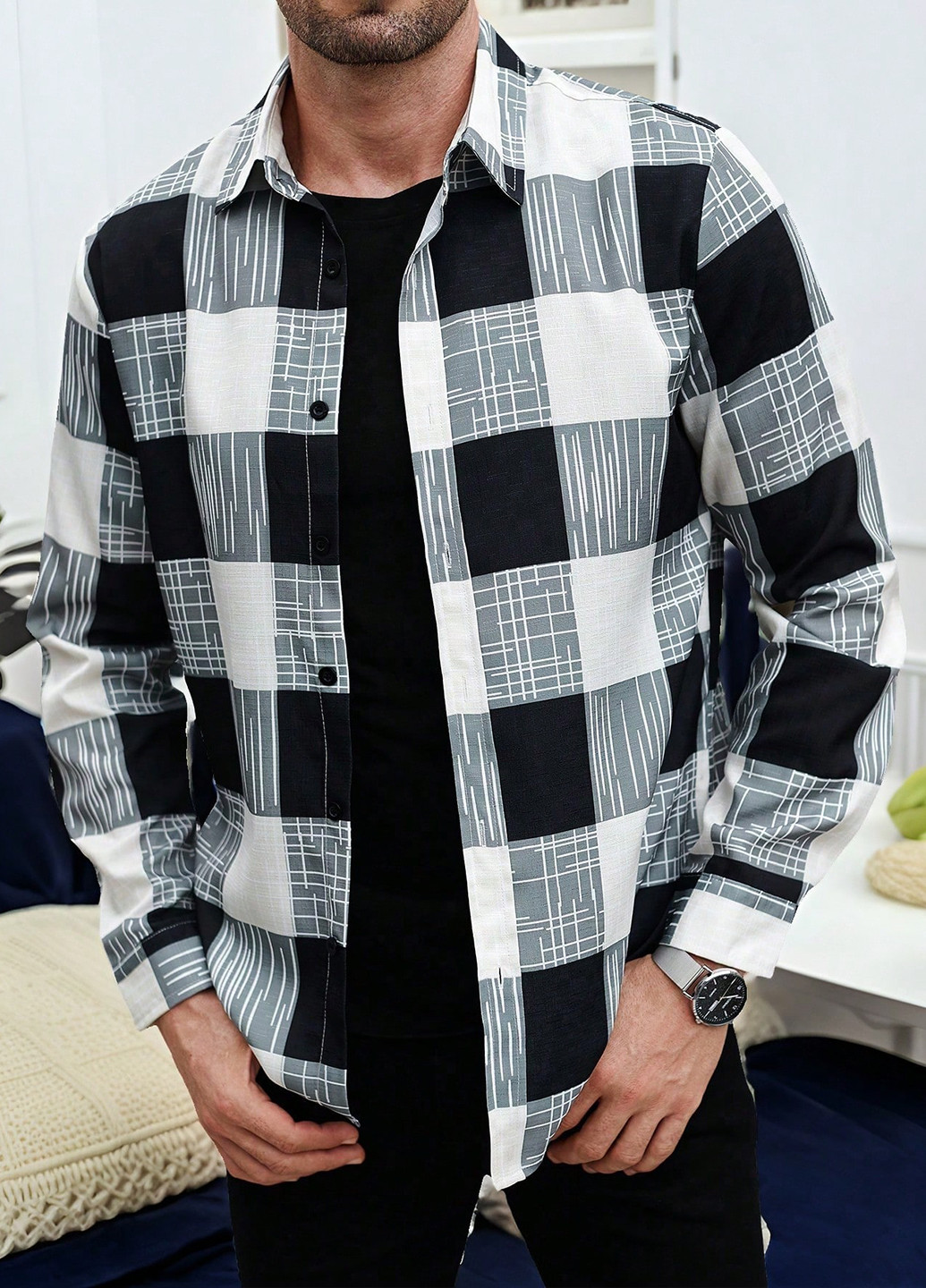 Цветная кэжуал рубашка в клетку SHEIN