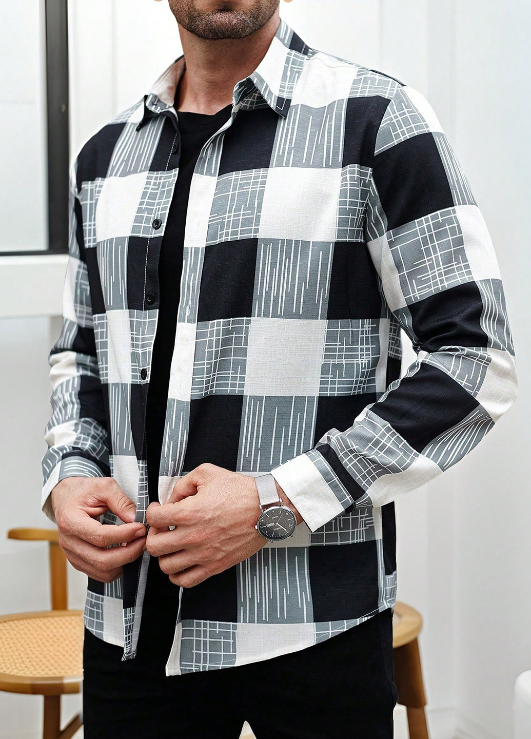 Цветная кэжуал рубашка в клетку SHEIN