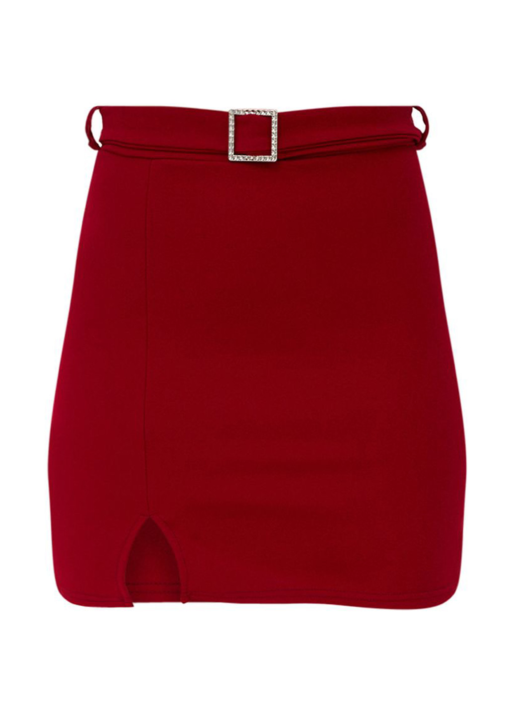 Темно-красная кэжуал однотонная юбка PrettyLittleThing мини