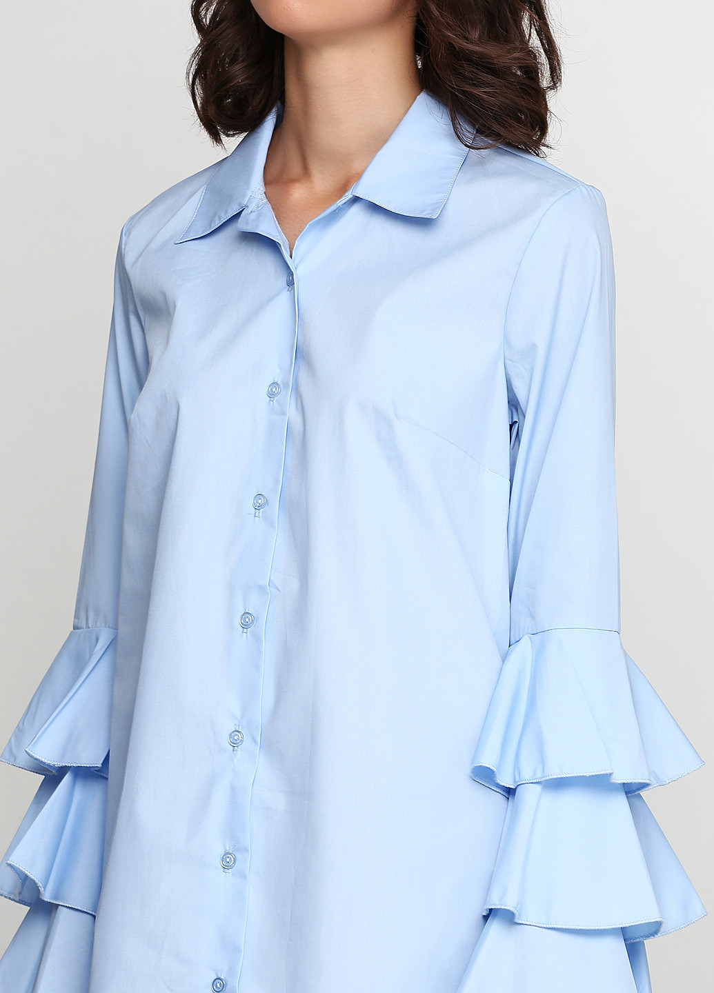 Светло-голубое кэжуал платье рубашка Boohoo однотонное