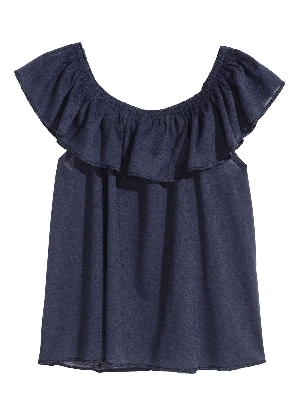 Темно-синяя однотонная блузка H&M летняя