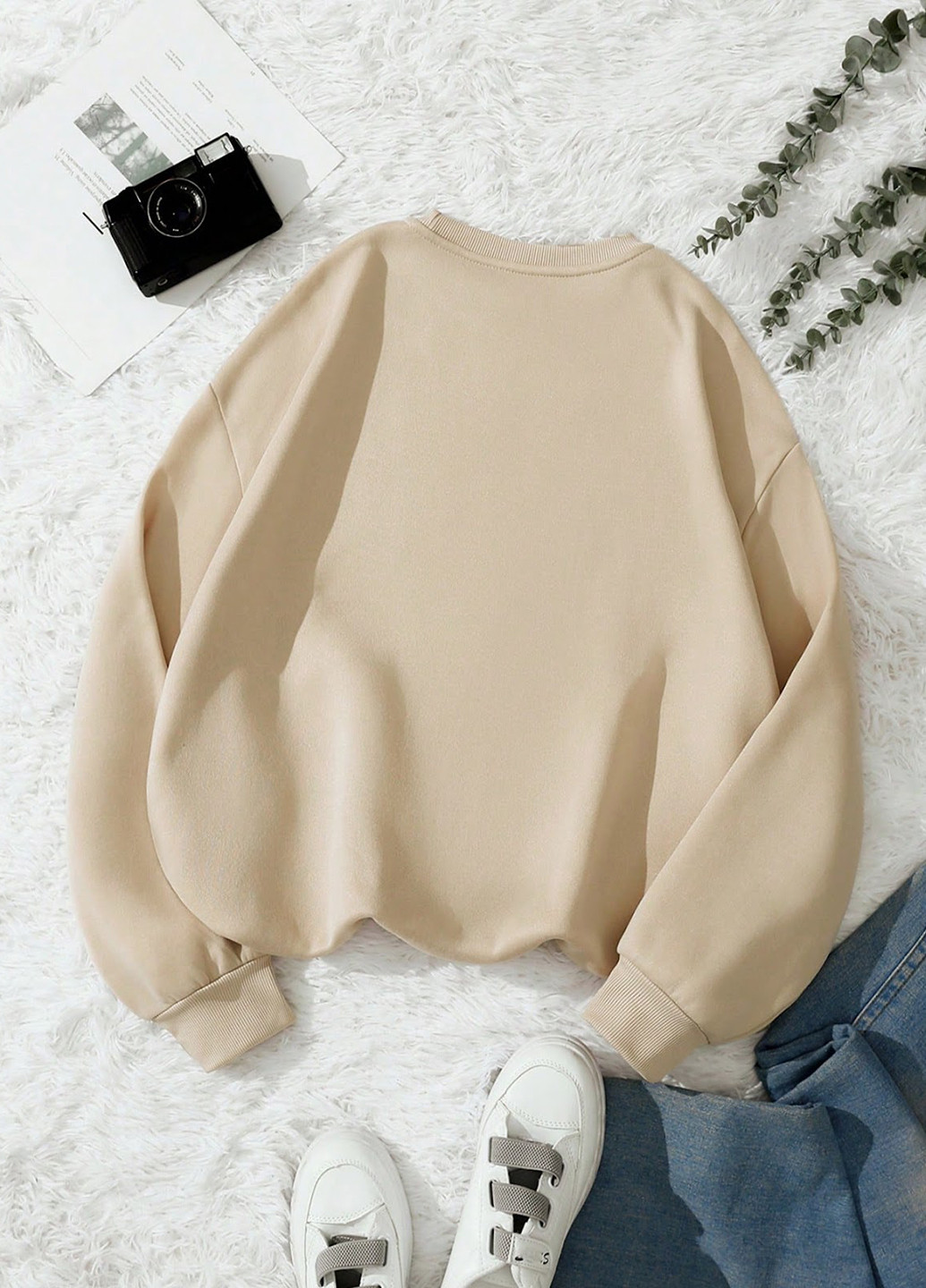 Світло-бежевий світшот SHEIN малюнок (329546406)