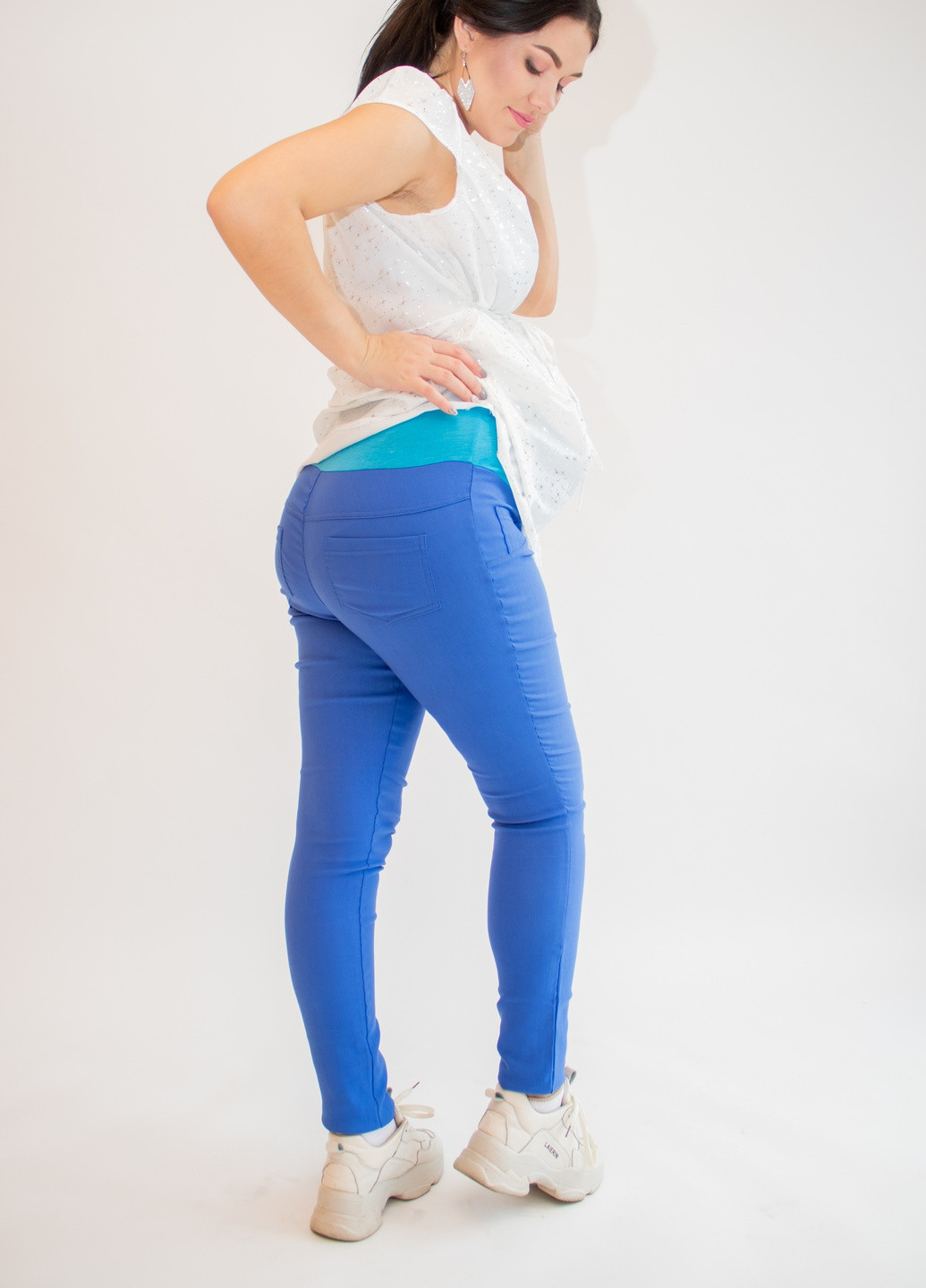 Голубые летние джеггинсы джинсы для беременных premom s голубые (42-44) Makosh.top