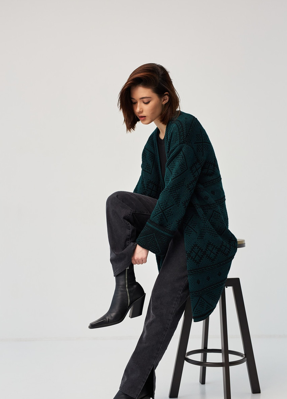 Изумрудный демисезонный кардиган MEREZHKA