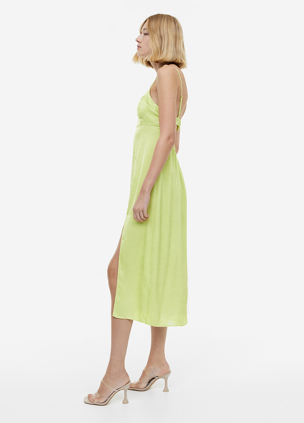 Фисташковое кэжуал платье платье-комбинация H&M однотонное