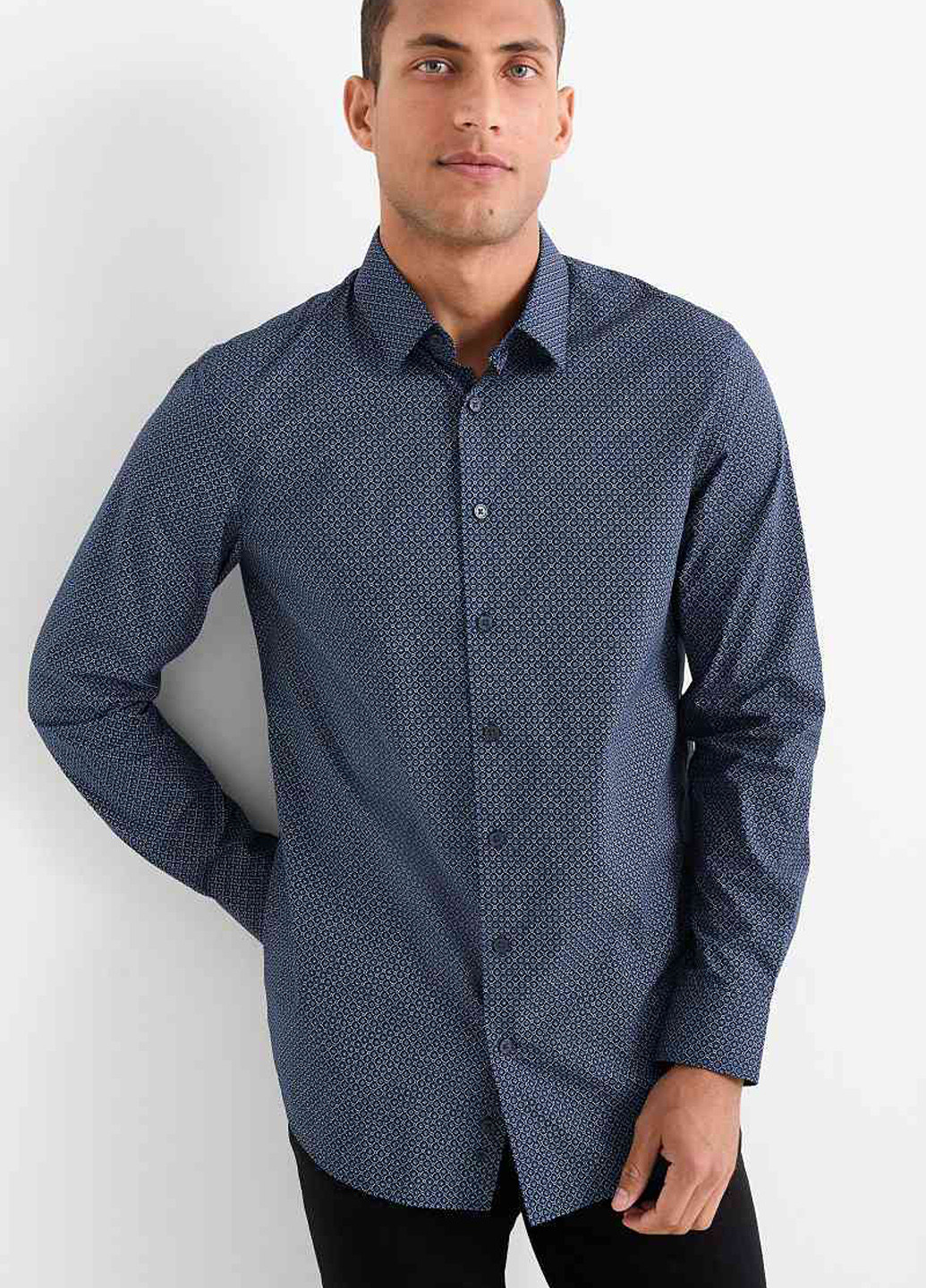 Темно-синий демисезонный комплект (пуловер, рубашка) C&A