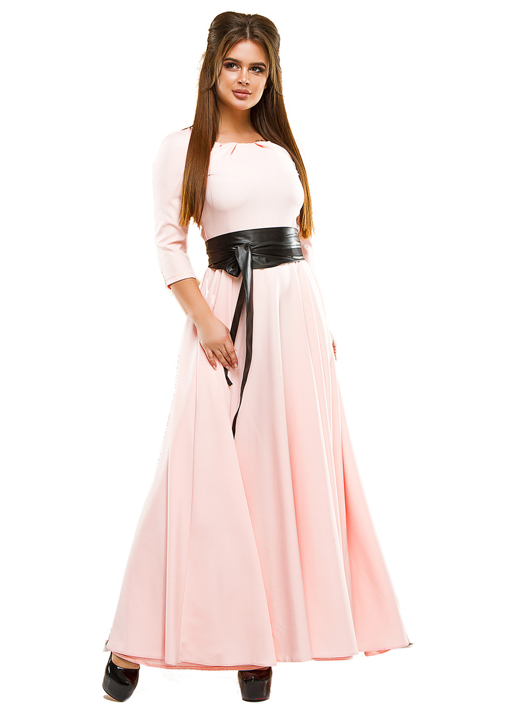 Светло-розовое кэжуал платье Lady Style однотонное