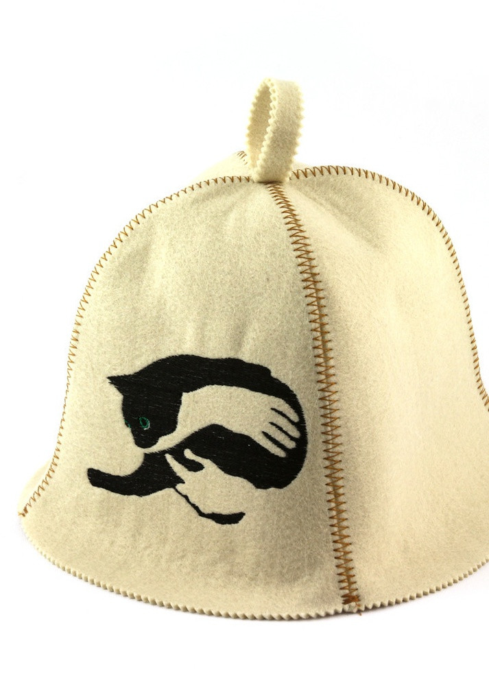 Банная шапка "Ручная кошка", искусственный фетр, белый (LA-355) Luxyart (252611398)