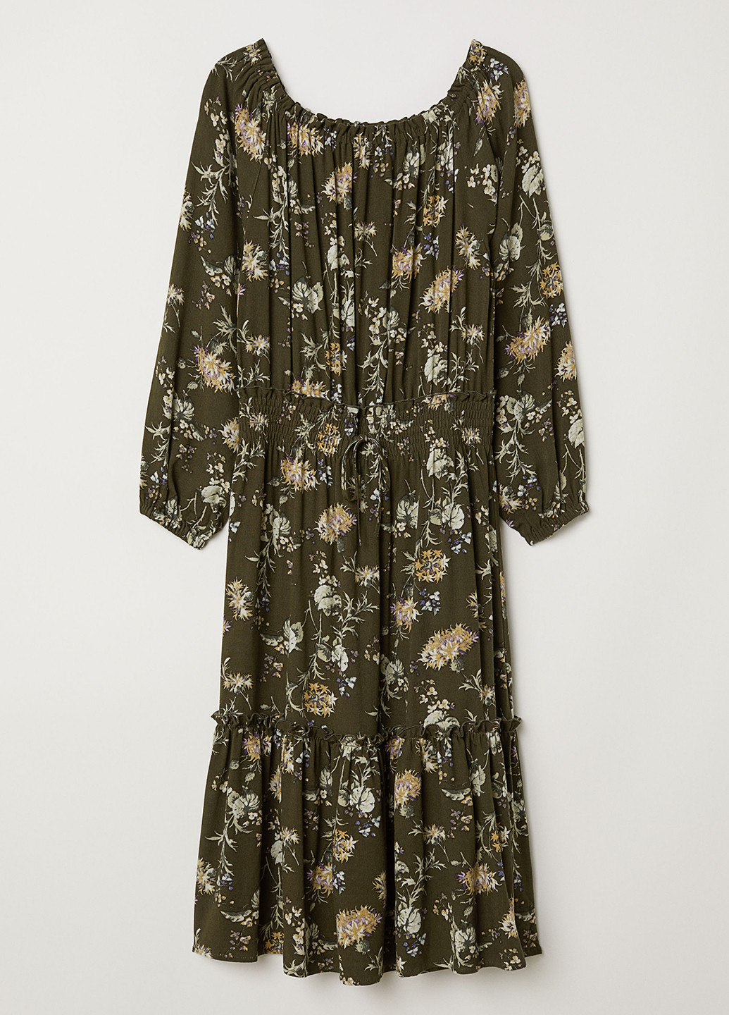 Оливкова (хакі) кежуал сукня H&M з квітковим принтом