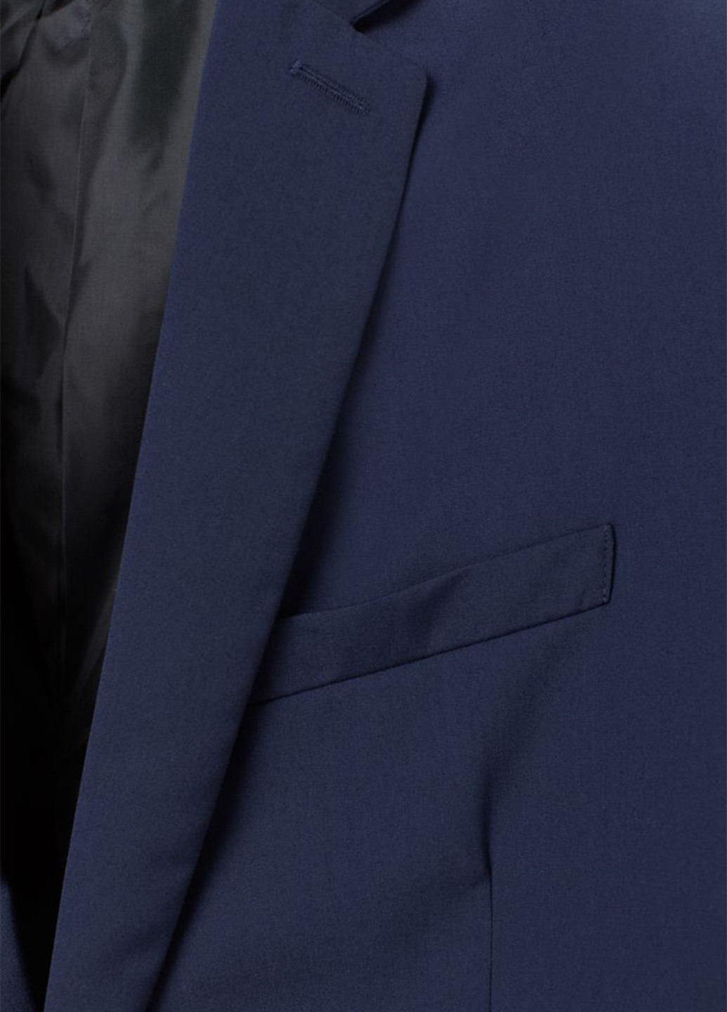 Пиджак H&M однобортный однотонный тёмно-синий деловой костюмная, полиэстер