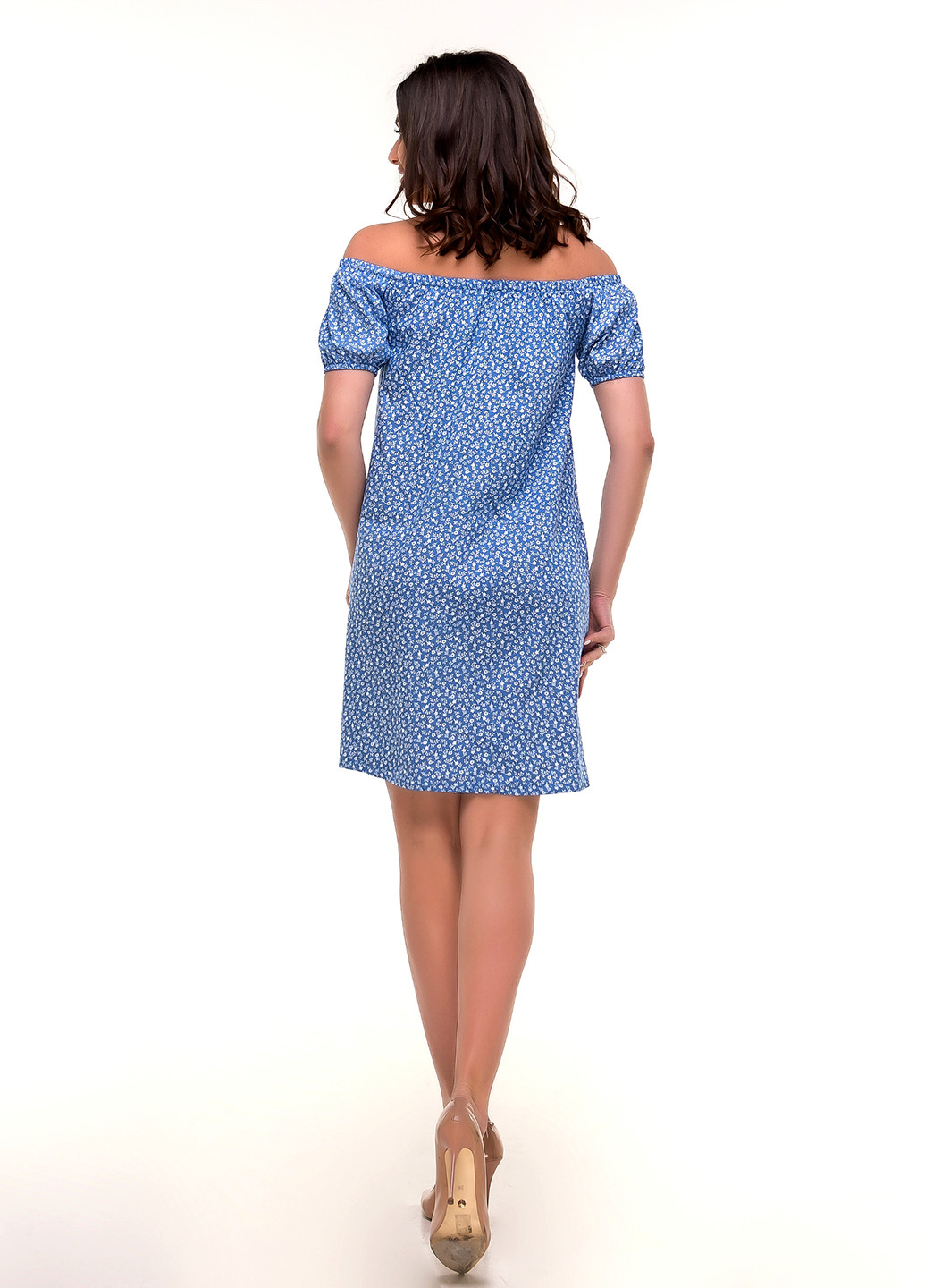 Голубое кэжуал платье Ravol с цветочным принтом