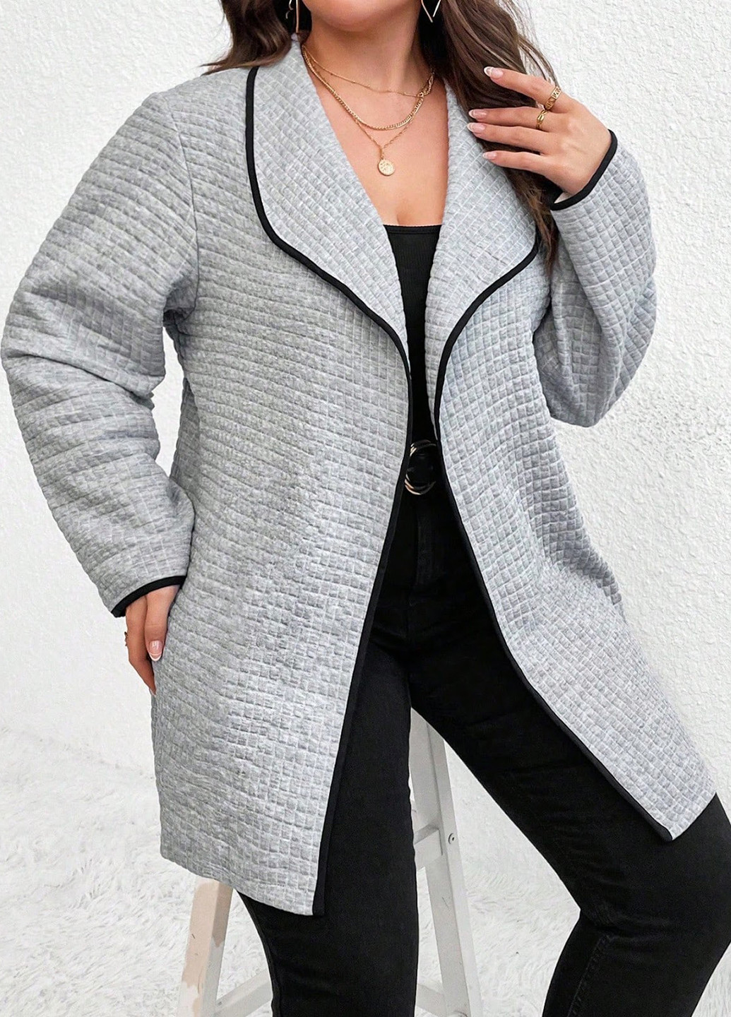 Серый демисезонный кардиган SHEIN