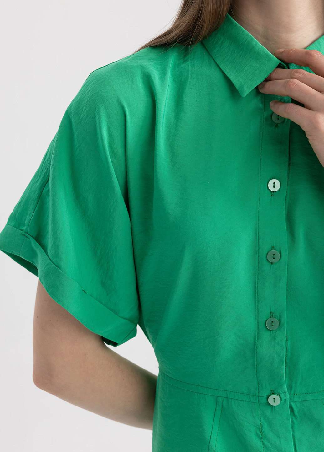 Зеленое кэжуал платье клеш DeFacto однотонное