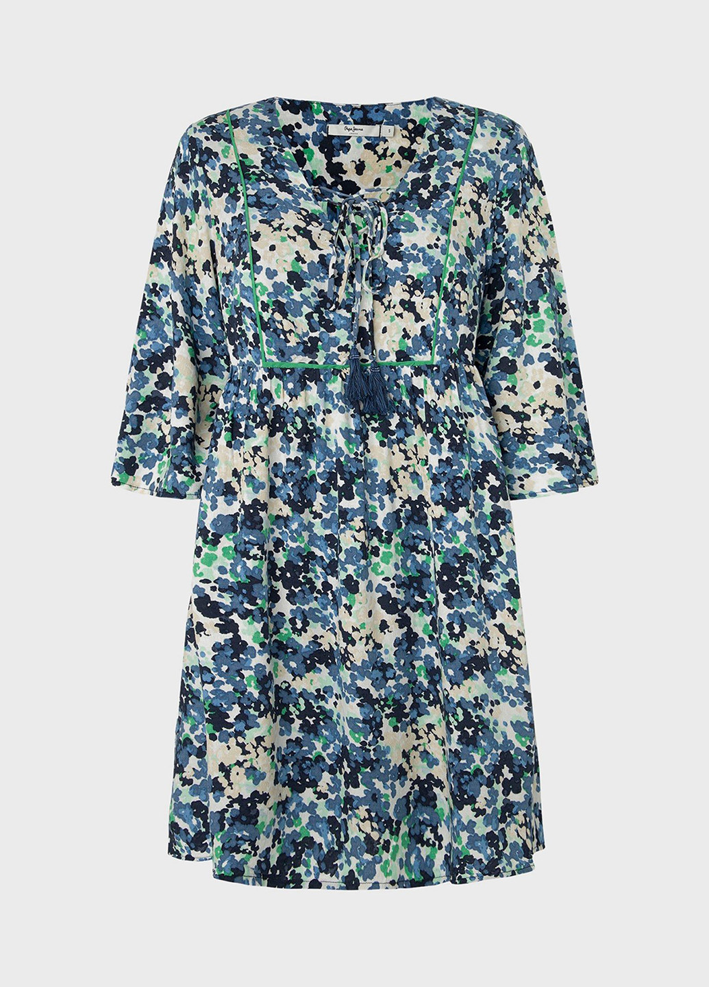 Комбинированное кэжуал платье в стиле ампир Pepe Jeans с абстрактным узором