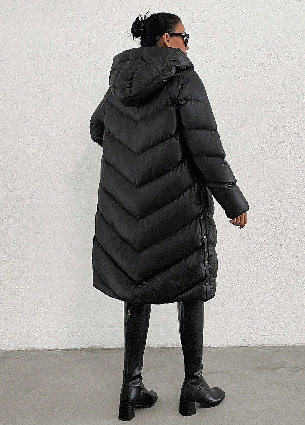 Черная зимняя куртка куртка-пальто SHEIN