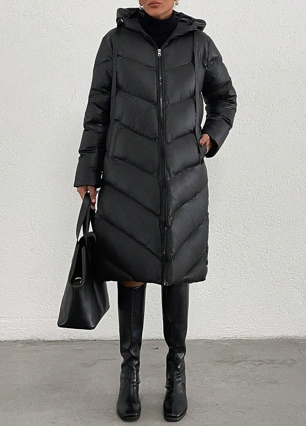 Черная зимняя куртка куртка-пальто SHEIN