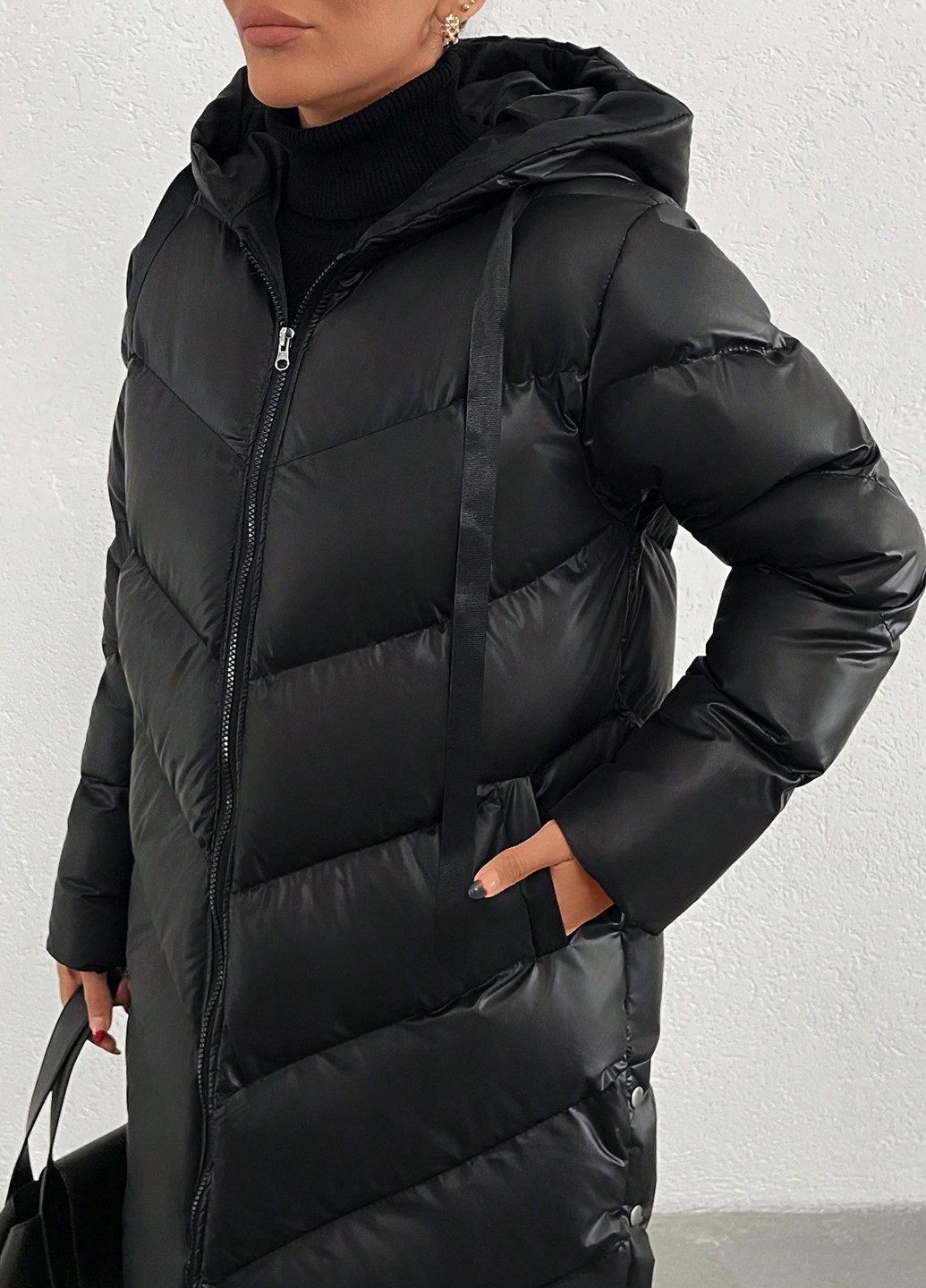 Черная зимняя куртка куртка-пальто SHEIN