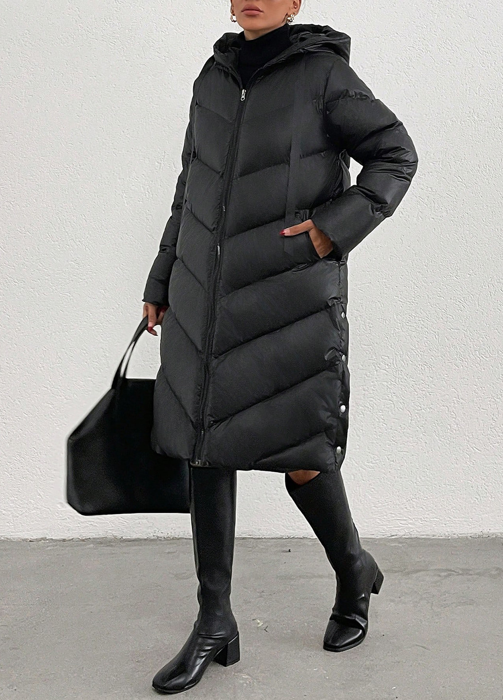 Черная зимняя куртка куртка-пальто SHEIN