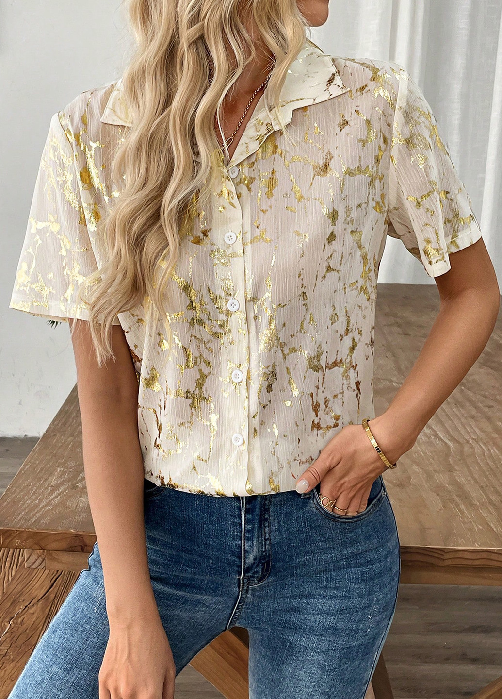 Кремовая блуза SHEIN