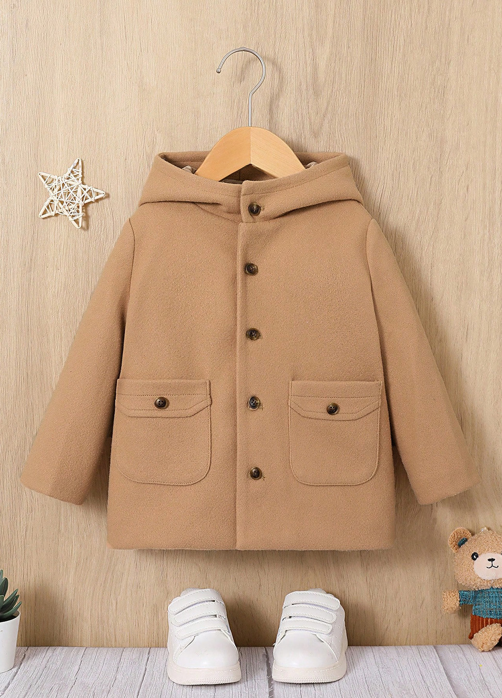 Бежеве демісезонне Пальто однобортне SHEIN