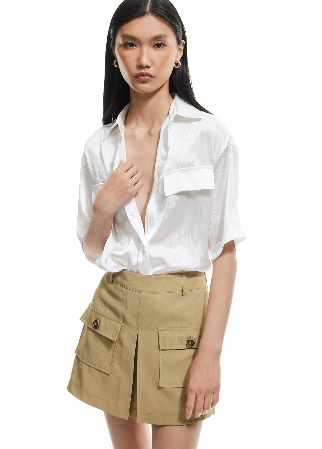 Белая кэжуал рубашка однотонная KOTON