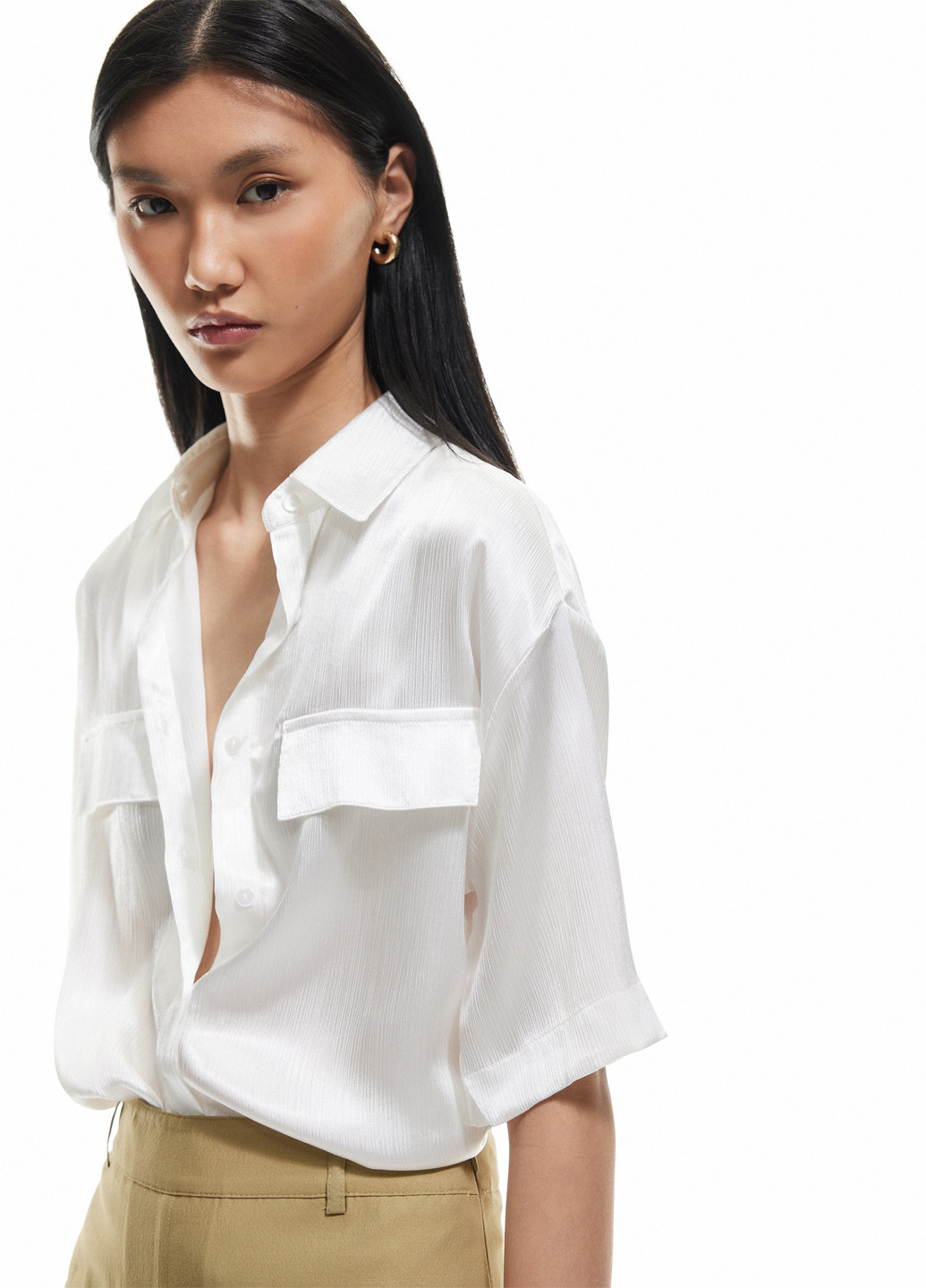 Белая кэжуал рубашка однотонная KOTON