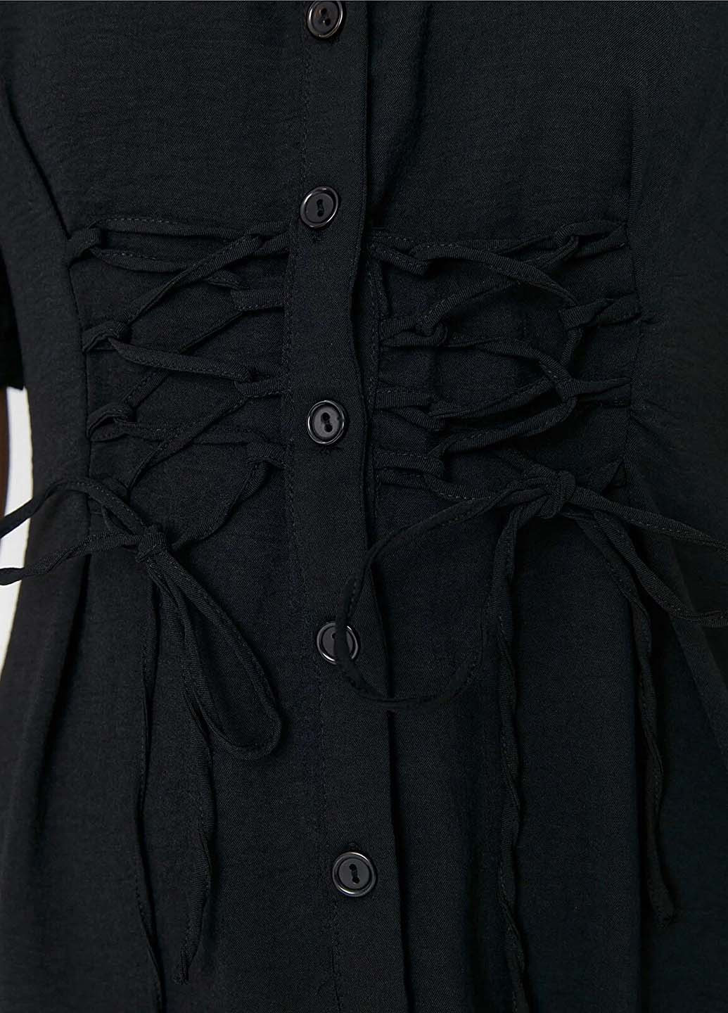 Черное кэжуал платье рубашка Trendyol однотонное