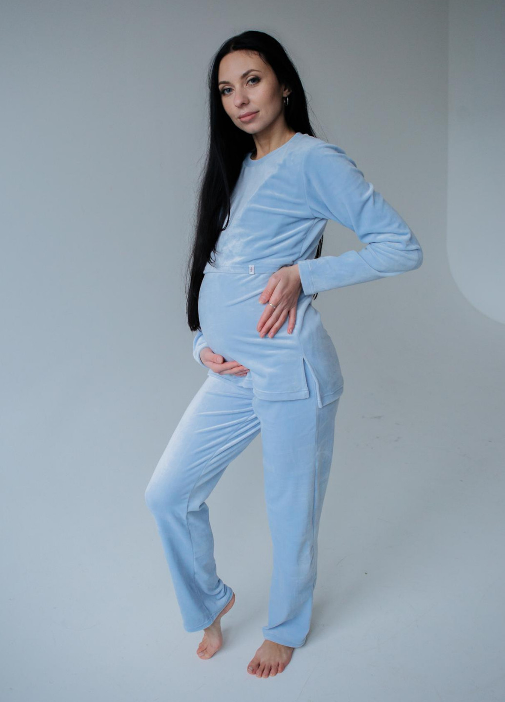 Голубая всесезон пижама для беременных с секретом для беременных HN