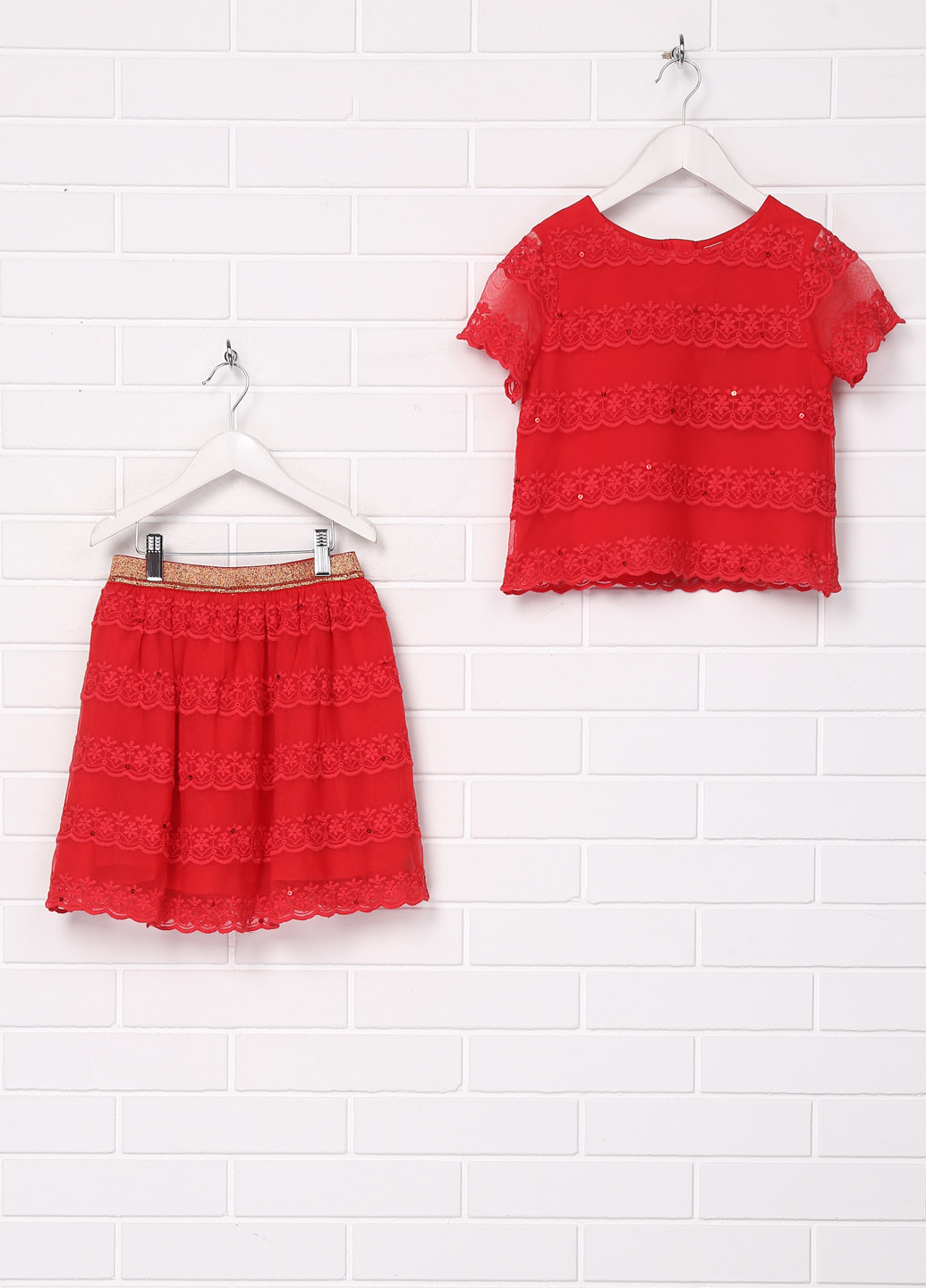 Красный летний комплект (блуза, юбка) TU