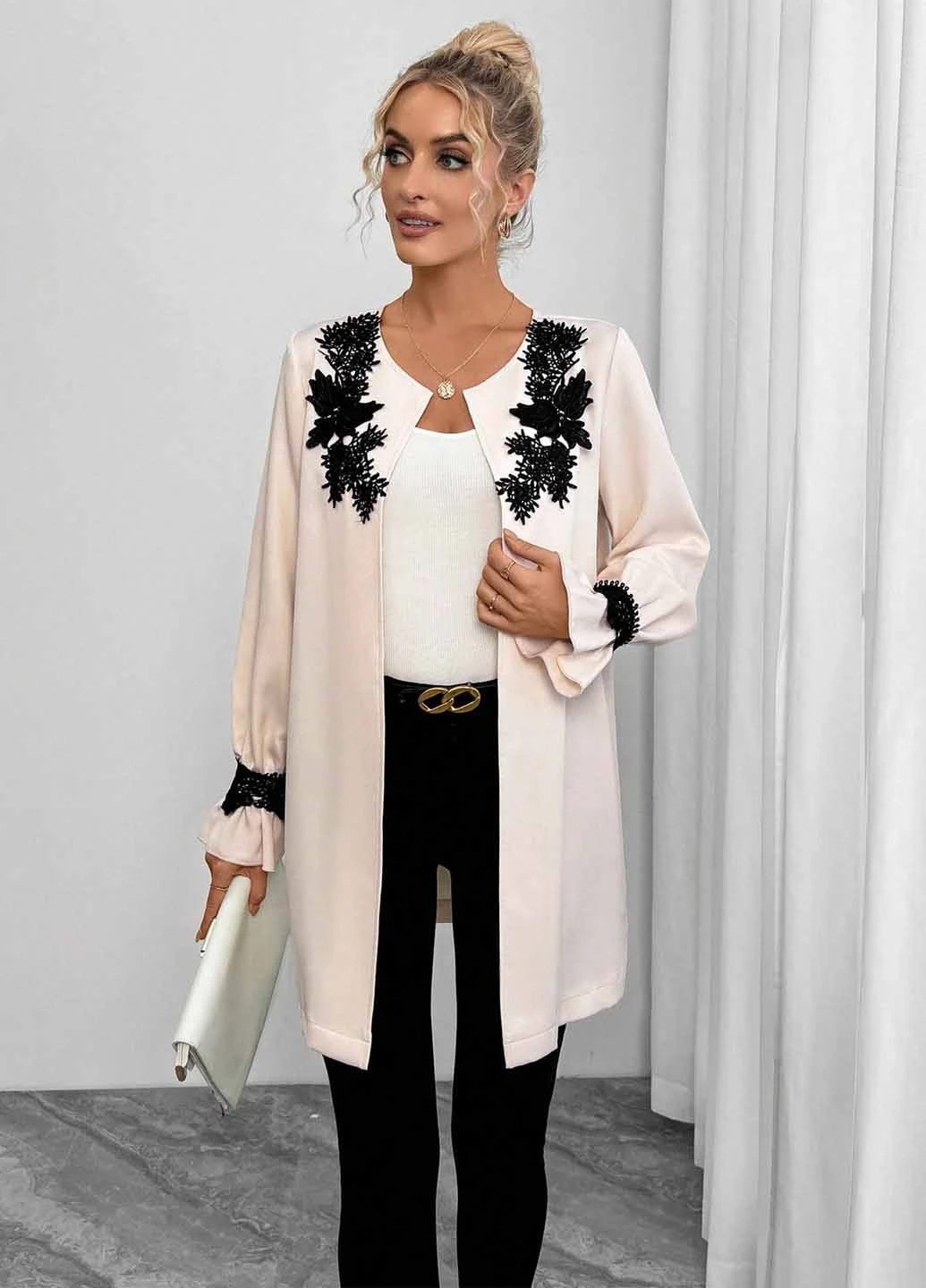 Кремовый демисезонный кардиган SHEIN