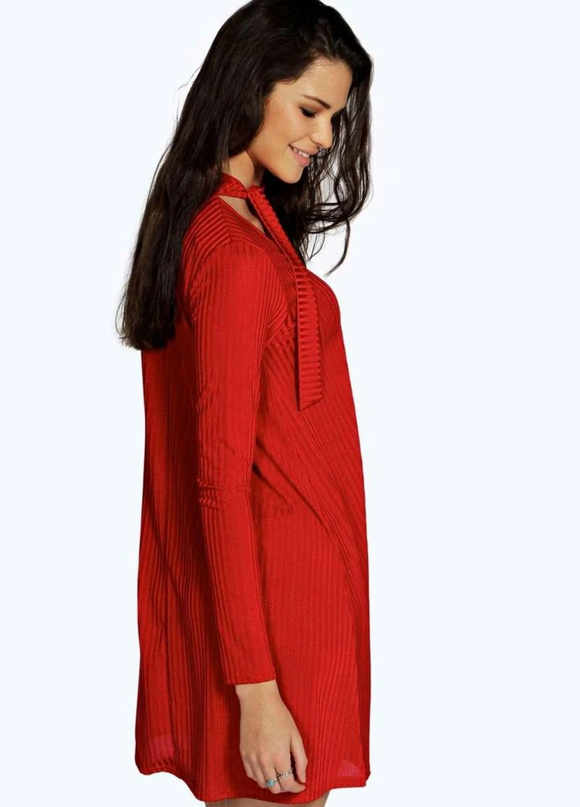 Красное кэжуал платье Boohoo однотонное