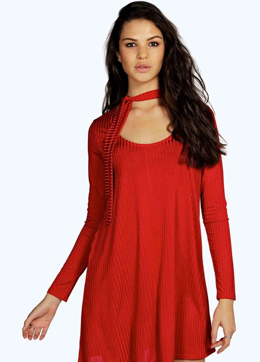 Красное кэжуал платье Boohoo однотонное