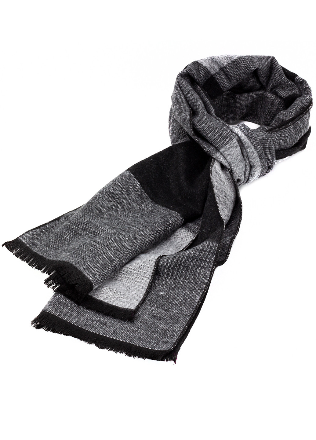 Мужской шарф в клетку черный с серым LuxWear ms2011 (251712967)