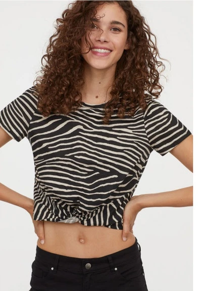 Футболка H & M O1003 XS Чорна / Зебра H&M - (222170822)