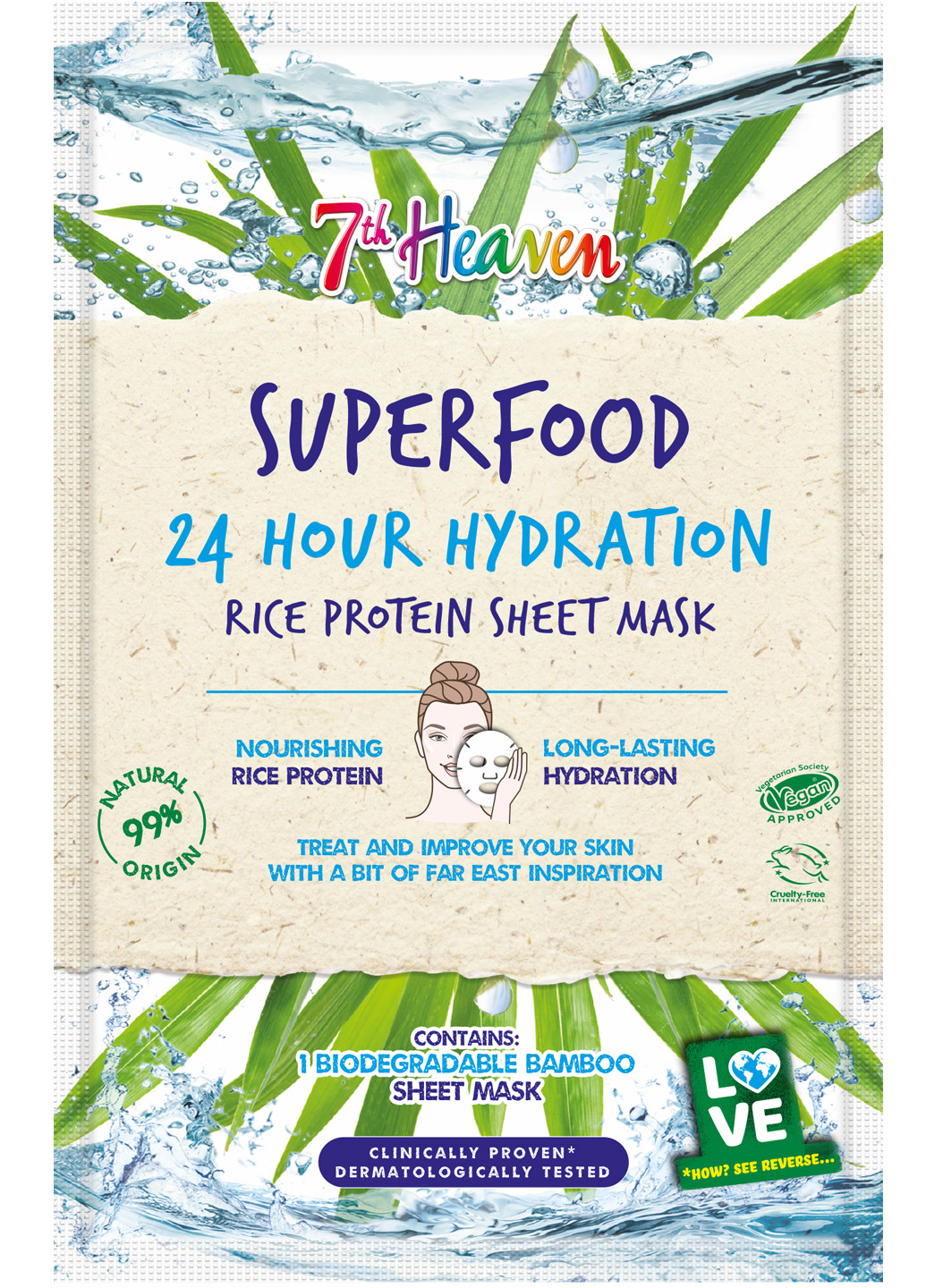 Тканинна маска Superfood 24H Hydration Rice Protein Sheet Mask 16г 7th Heaven (225646792)