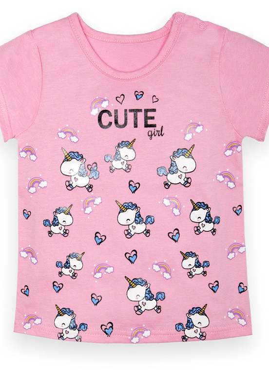 Розовая летняя детская футболка для девочки ft-22-7\1 Габби