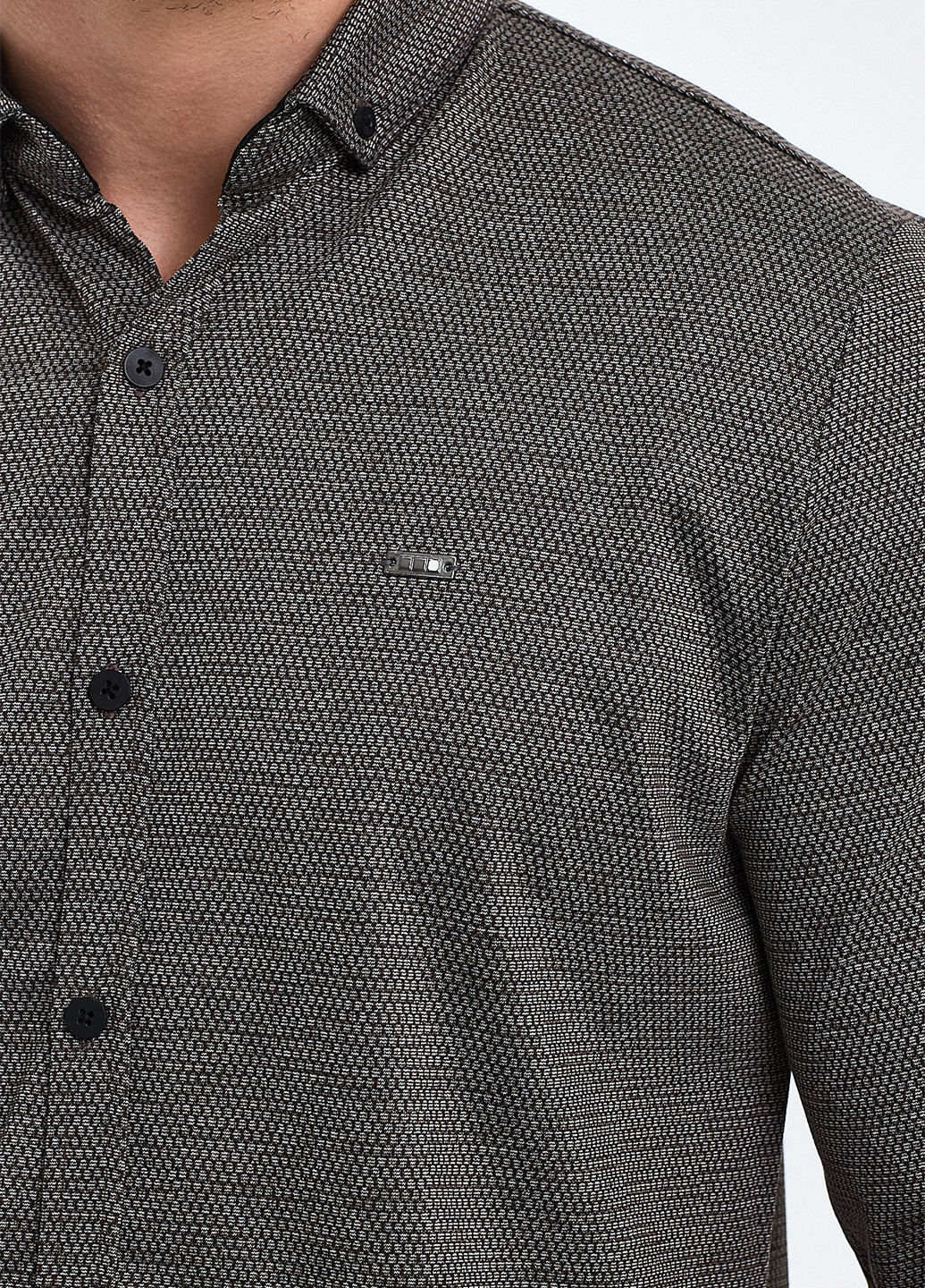 Серо-коричневая кэжуал рубашка меланж Trend Collection