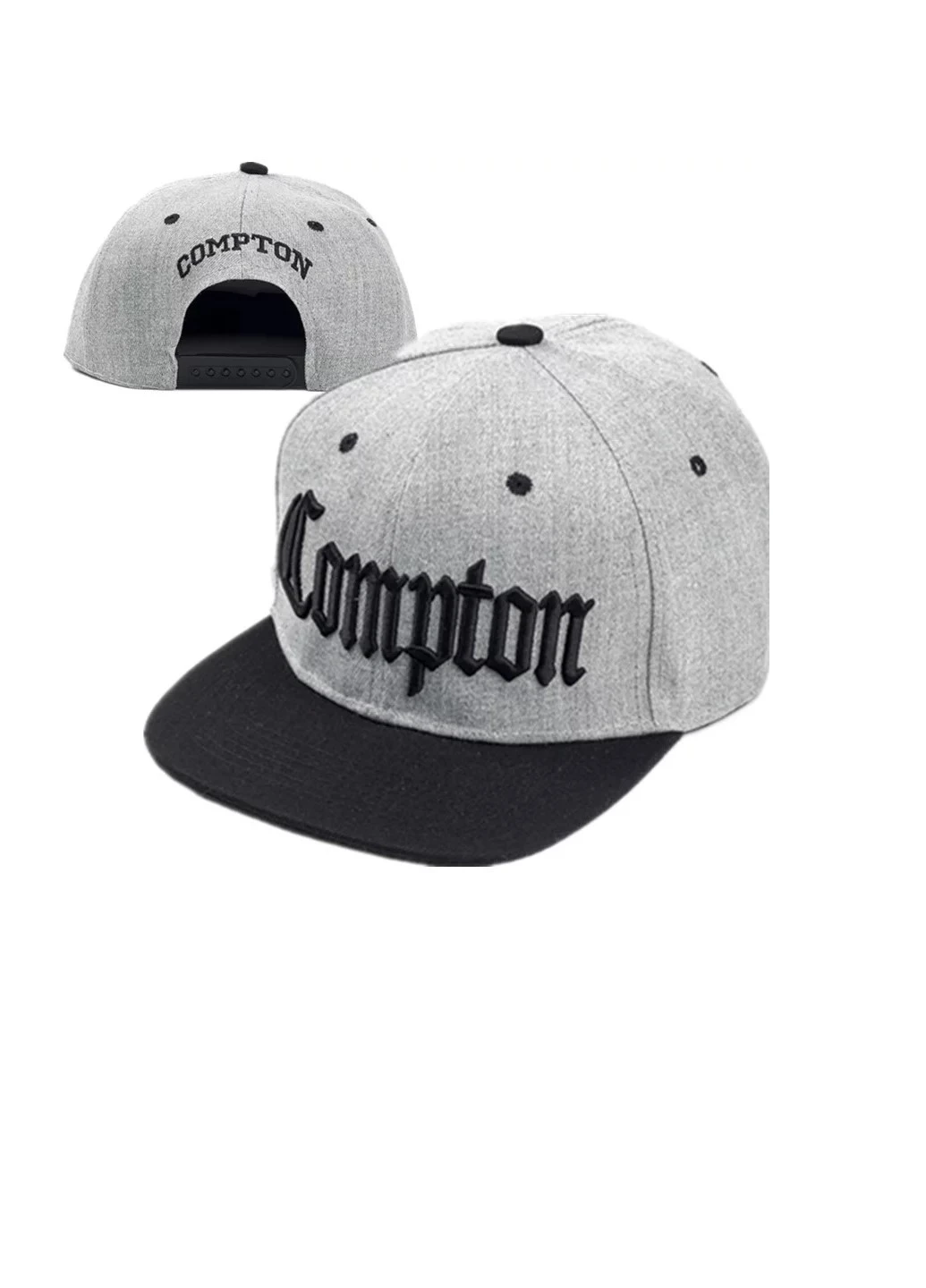 Кепка снепбек Compton 2 с прямым козырьком Серая, Унисекс NoName Cнепбек (250377581)