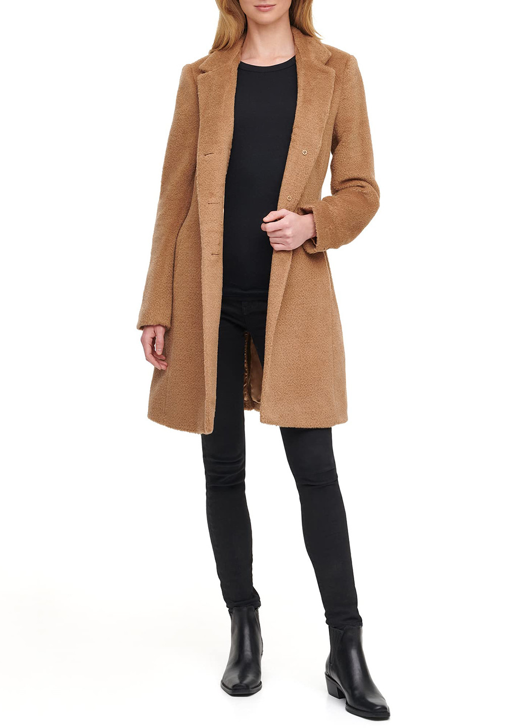 Коричневе демісезонне Пальто однобортне DKNY